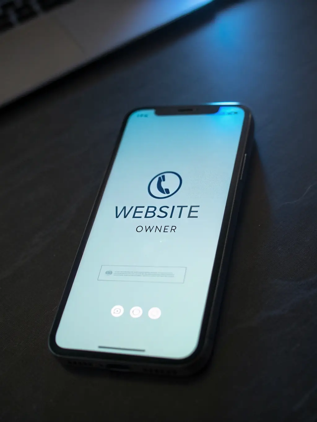A mobile phone displaying a responsive business card website, showcasing its adaptability to different screen sizes.