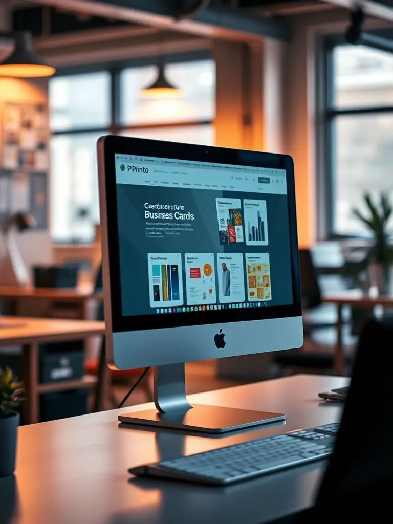 A mockup of a business card website being displayed on a computer screen, illustrating the design phase for Financerios.com.